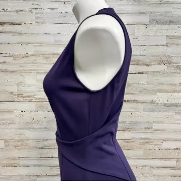 Elie Tahari Sleeveless Stretch Knit Sheath Dress Size S Purple Plum V-Neck - Picture 6 of 15